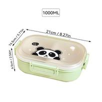 Portable Plastic Lunch Box With Detachable 3-Compartments Cute Divided Food Container For Kids Students Microwave Safe 3 žalia