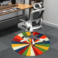 1PC Color Wheel Office Round Area Rug, Mat Suitable For Office, Under Office Chairs Bedroom Living Room Home Decor, Room Deco 80cm