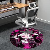 Monster High, Draculaura Kėdės kilimėlis Apvalus kilimas Biuro kilimas, Skalbiamas mašinoje, Neslystantis, Tinka svetainėms, Miegamiesiems 80cm