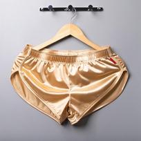 Vyriški Seksualūs Satino Pižamos Šilkiniai Pižamos Šortai Bokseriai Bokseriai Pižamos Dugnas Vienspalviai KTB 2XL geltona