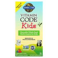 Garden of Life, Vitamin Code, children's, chewable natural food multivitamin, cherry berry, bear-shaped chewable, 30 tablets