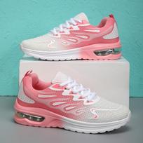 Women Running Shoes Air Cushion Shock Absorption Lightweight Summer Hollow Mesh Breathable Sports Soft Soled 36 rožinė