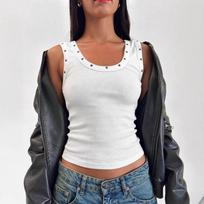 Hollow U-neck Vest Suspender Women's Summer Design Slimming Sleeveless Top S