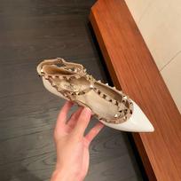 Sheepskin version~ Grape mother same leather pointed head shallow mouth strap rivet Mary Jane shoes women's flat all-match single shoes 35