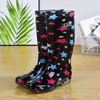 Kitchen water boots high rain boots non-slip and wear-resistant plastic rubber boots overshoes water shoes fashion rubber shoes rain shoes women's sum 36