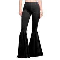 Women's Color Trousers Elastic Waist Sport Stretch Flare Running Casual Pants XXL juoda