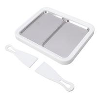 Rolled Ice Cream Maker 304 Stainless Steel Ice Cream Roll Tray with Dual Pan for Homemade DIY L white