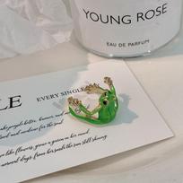 1 Unusual Frog Adjustable Ring - Cute Hip-Hop Style, Animal Ring, Available in Green or Blue, Suitable for Women's Daily Wear.