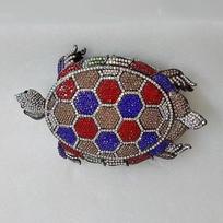 WHTUOHENG Turtle Shaped Crystal Evening Bags Clutches  Luxury Hard Metal Diamond Clutch Purses And Handbags Wedding Party Clutch 19.5cmX13.5cmX6cm