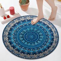 Beautiful Blue Mandala Round Bohemian Geometric Area Rug Moroccan Pattern Home Living Room Floor Decoration Carpet Diameter 60cm