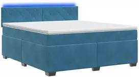 Lova su čiužiniu ir LED apšvietimu Mėlyna 180 x 200 cm Aksomas