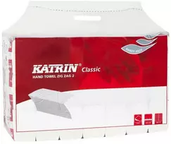 Rankšluosčiai lapiniai Katrin Classic Zig Zag 2, balti, 2 sluoksnių, 200 lapelių