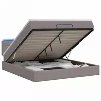 Otmana lova su matracsu ir LED Taupe 140 x 200 cm Audinys
