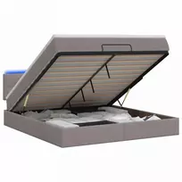Otmana lova su matracsu ir LED Taupe 140 x 200 cm Audinys