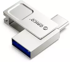 Orico U301 128GB USB-A USB-C USB 3.2 Gen 1 Pendrive - Sidabrinis