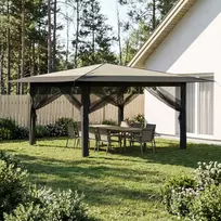 Gazebo su 4 šoninėmis sienomis 4 x 4 m Kremo ir antracito