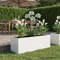 Sodo vazonas Balta 60 x 20 x 20 cm Šaltai valcuotas plienas