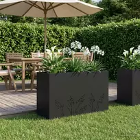 Sodo vazonas Juoda 80 x 30 x 49 cm Šaltai valcuotas plienas