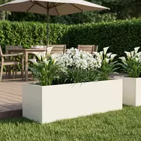 Sodo vazonas Balta 80 x 30 x 30 cm Šaltai valcuotas plienas