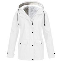 Autumn Winter Fleece-Lined Hooded Jacket Outdoor Mountaineering Coat Waterproof Shell S