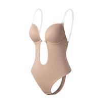 Sling Bra Transparent Bodysuit with Detachable Straps - Evening Shaper Corset Lingerie Large smėlis