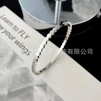 Gold-Plated Honeycomb Bangle with Diamonds: Exquisite Carving in High-End Fashion for Women. Size 19