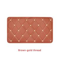 Interior Accessories Leather Waterproof Car Armrest Pad Console Box Mat Cushion Case Arm Rest Cover Brown-gold thread