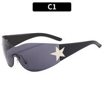 Oversized Punk Eyewear Goggle Sports Sun Glasses Shades Y2K Sunglasses for Women Men Wrap Around C1