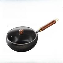 Didelio pilvo puodas Namų ūkio Wok puodas Neapdorotas Nelipnus puodas Rankų darbo Ketaus puodas Virtas Ketaus puodas Wok puodas Didelio pilvo ketaus puodas 24cm