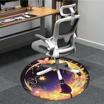 1pc Whimsical Moonlit Garden Office Round Area Rug, Indoor Mat Suitable ForOffice, Under Office Chairs Bedroom Living Room Home Decor, Room Deco T034 80cm by 80cm