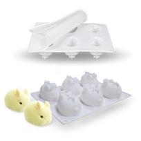 Silikoninis triušio pelėsio fondantas zuikio formos šokoladinio pyrago formelės 6 ertmių putėsių pyrago dekoravimo deserto kepimo formelės pasidaryk pats žvakių modelis balta