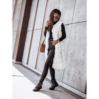 Autumn Winter Women's Faux Fur Long Vest Coat, European & American Style Sleeveless Round Neck Outerwear For Women S