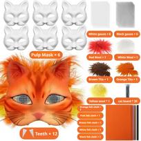 Katės kaukės dažymui Kaukės amatai Katės kaukės dažymui Veltinio kaukės amato rinkinys Terian kaukė Helovino karnavalui Cosplay oranžinė