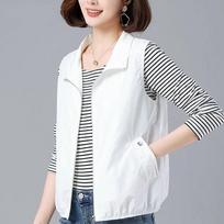 Spring Summer Vest Women Lightweight Basic Coats Turndown Collar Sleeveless Jackets Solid Liner Short Waistcoat Chaleco Mujer L