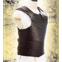 Medieval Viking Leather Armor Chestplate for Cosplay & Halloween tamsiai ruda spalva
