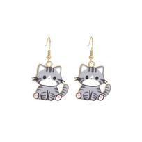 Cute Cartoon Kitten Earrings - Fun, Creative, and Fashionable Animal Drops in Japanese and Korean Styles for European and American Tastes.