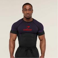 GYMSHARK vyriški greitai džiūstantys kvėpuojantys kompresiniai marškinėliai - trumpomis rankovėmis treniruočių viršus Small