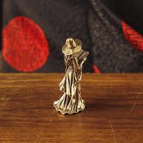 Witchcraft Brass Magic Witch Mini Figurine Desktop Ornament Retro Home Decor for Altar Table Spiritual Decor Gift for Women one size