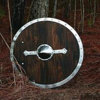 Viduramžių Vikingų Skydas Tamsiai Rudas Plienas Medis Kovai Paruoštas Dizainas LARP, Istorinei Reenactment, Cosplay arba Dekoratyviam Eksponavimui