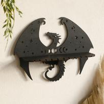 Dragon Shaped Floating Wall Shelves Gothic Witchy Wooden Wall Mounted Display Rack Black Wooden Room Decor Decoration (Black) juoda