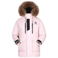 Camel Women's Utility Down Parka with Large Faux Fur Collar S
