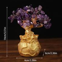 Laimės medžio turtas Geltonas krištolinis medis Natūralūs pinigų medžio papuošalai Bonsai stiliaus turtai Sėkmės feng shui papuošalai amatai A violetinė