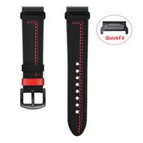 Odinė laikrodžio apyrankė QuickFit 22mm 26mm For Garmin Fenix 7X 7 6 6X Pro 5 5X Plus Quatix Epix gen 2 MARQ Dirželis Laikrodžio apyrankė Apyrankė QuickFit 26mm juoda
