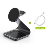 Bonola Magnetic 3 in 1 Wireless Charger for 17/16/15/13/14/12 30W Wireless Charging Station for Watch/AirPods Pro balta