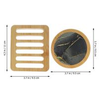 1Set Round Wooden Coaster Set Heat-Resistant Natural Wood Cup Mat for Home Office Bar Coffee Table Rustic Aesthetic Drink