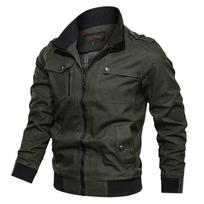 Casual Color Jacket Zipper Pocket Stand Collar Oversize Coat Men's Cotton Thin Autumn M