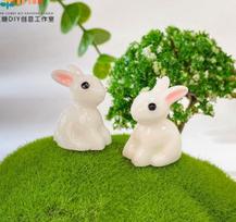 Ceramic Bunny Figurine Smooth Surface Decorative Small Sculpture DIY Craft Ornament Hanging Pendant for Home Office Garden Display One Size
