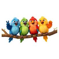 Funny Birds Window Stickers, Cartoon 4 Tropical Parrots on Tree Branch Window Clings, Anti-Collision Glass Door Decal for Kids Room Bedroom įvairiaspalvis