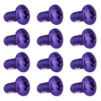 12PCS Colorful M5x9mm Part Tool T25 Torx Bicycle Disc Brake Rotor Fixing Screws Bike Torx Screws Torx Bolts T25 Screw violetinė
