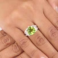 Peridot Gemstone 925 Sterling Silver Women's Ring Wedding Jewelry CZR-17-10 4 brown